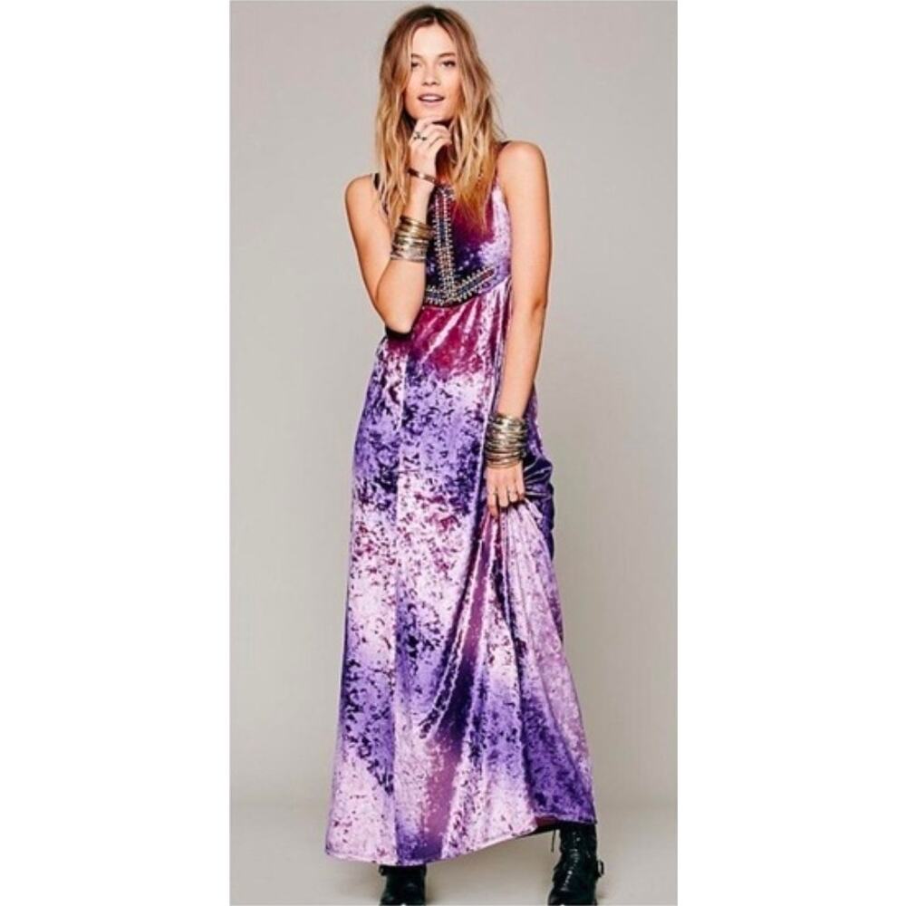 Free People $228 Reversible Chameleon Maxi Velvet Dress - Picture 2 of 13